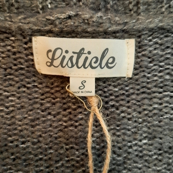 NWT Listicle Soft & Cozy Knit Wool Cardigan Grey Green Longline Oversized Boho - Picture 4 of 6